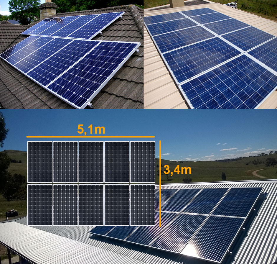 Layout de painéis solares fotovoltaicos no telhado