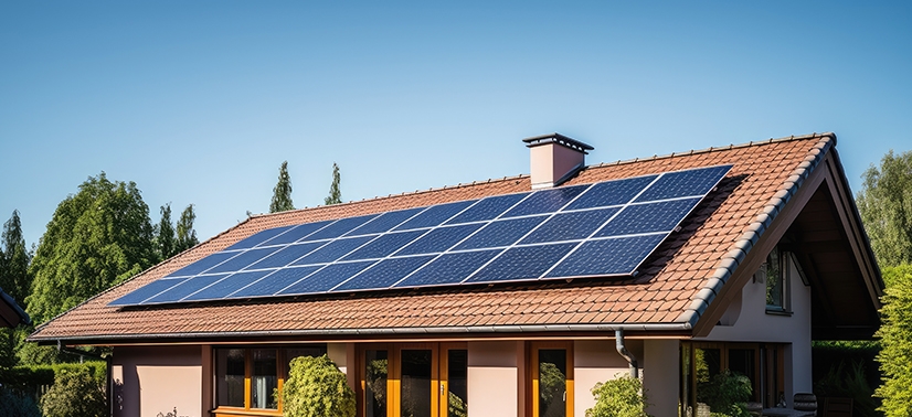 residência ecologicamente sustentável com placas de energia solar