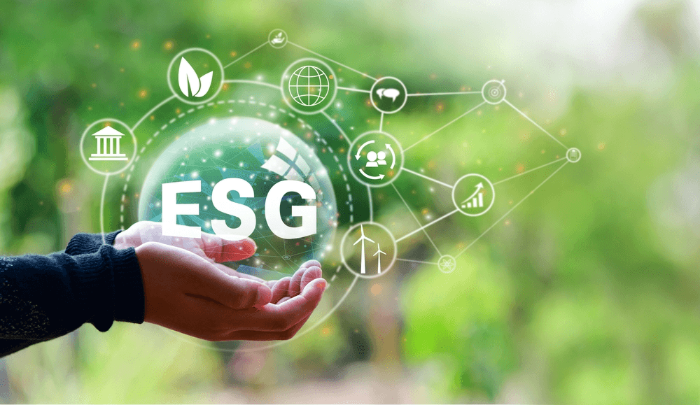 mãos de uma pessoa simulando segurar o ecossistema completo do ESG