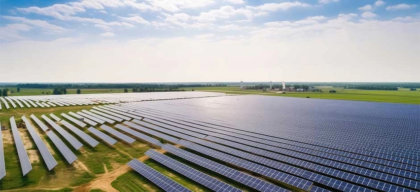 USINA SOLAR DE GRANDE PORTE EM UM DIA ENSOLARADO