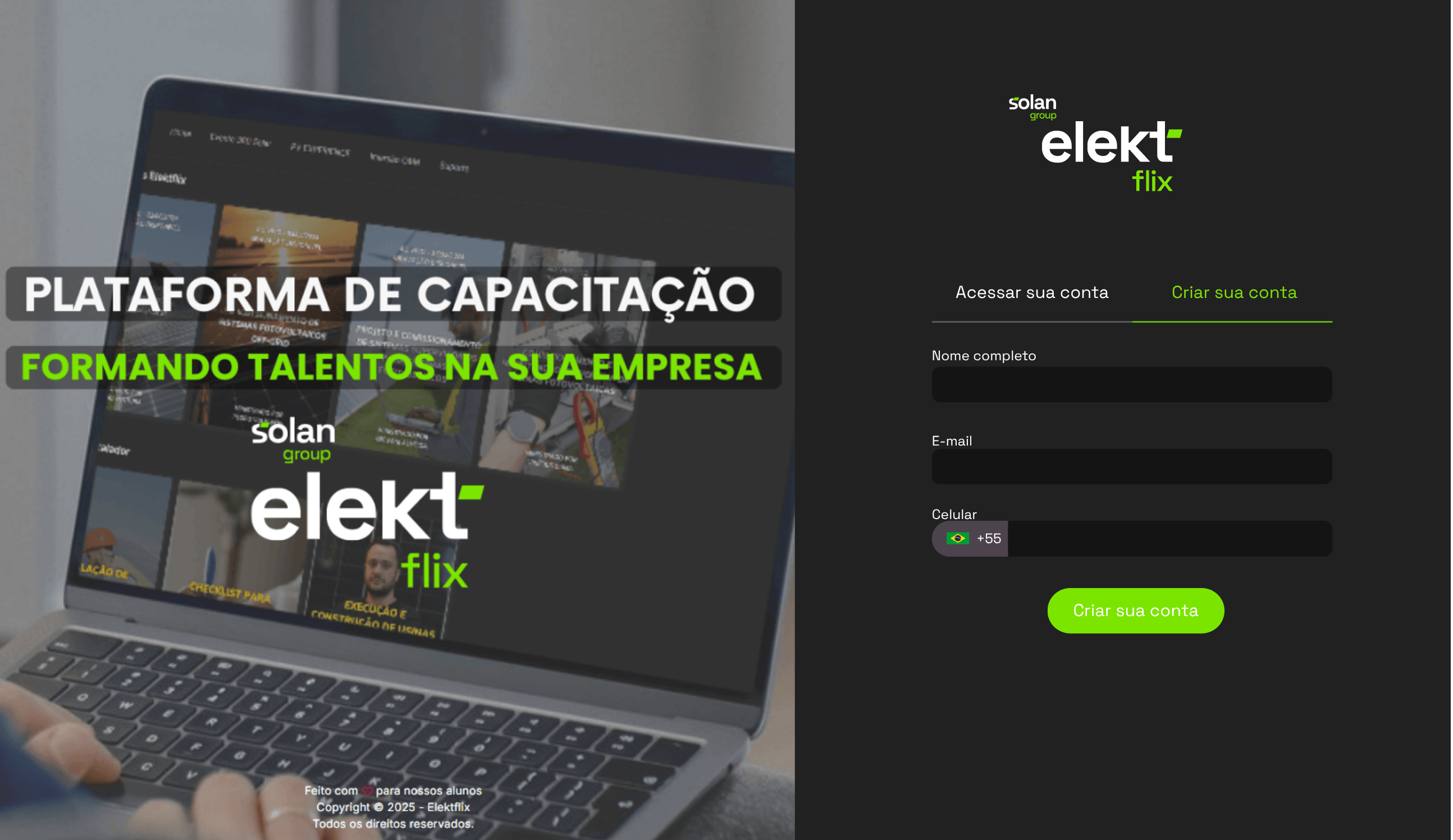 Plataforma de cursos de energia solar