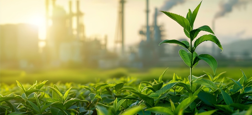 Folhas representando a pegada de carbono