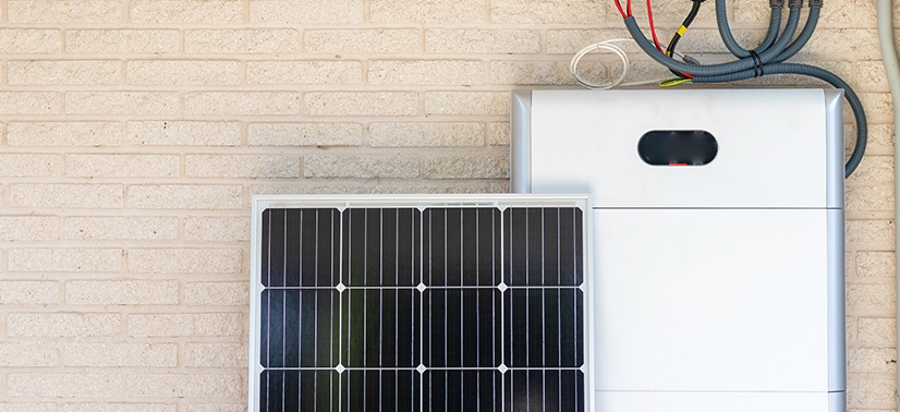 Painel não instalado e bateria acoplada na parede