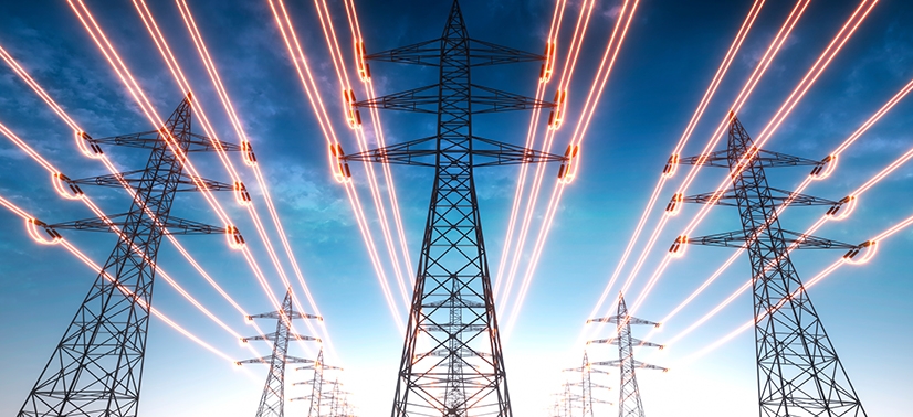 Torre de energia com corrente elétrica