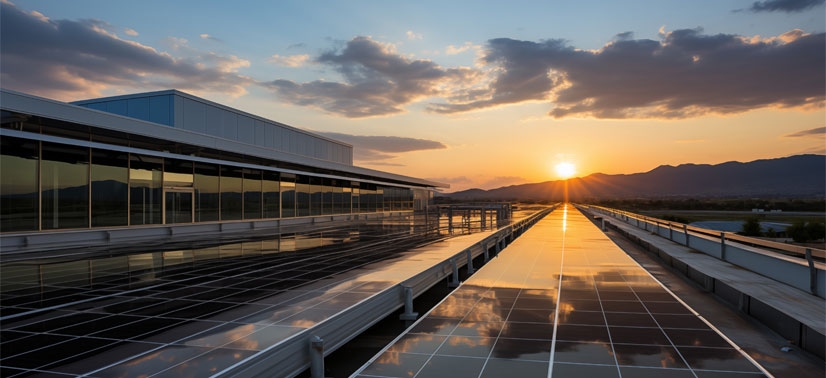 Prédio equipado com um sistema solar representando o grid zero