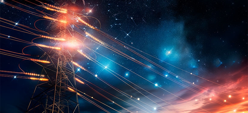 Torre de energia representando um arco elétrico