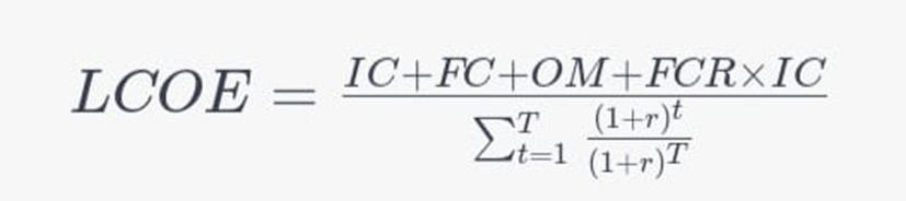 Fórmula para calcular o custo nivelado de energia