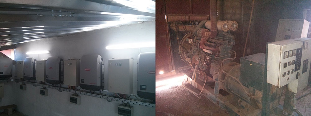 Gerador Solar e Diesel - Sistema Hibrido feito pela Fronius