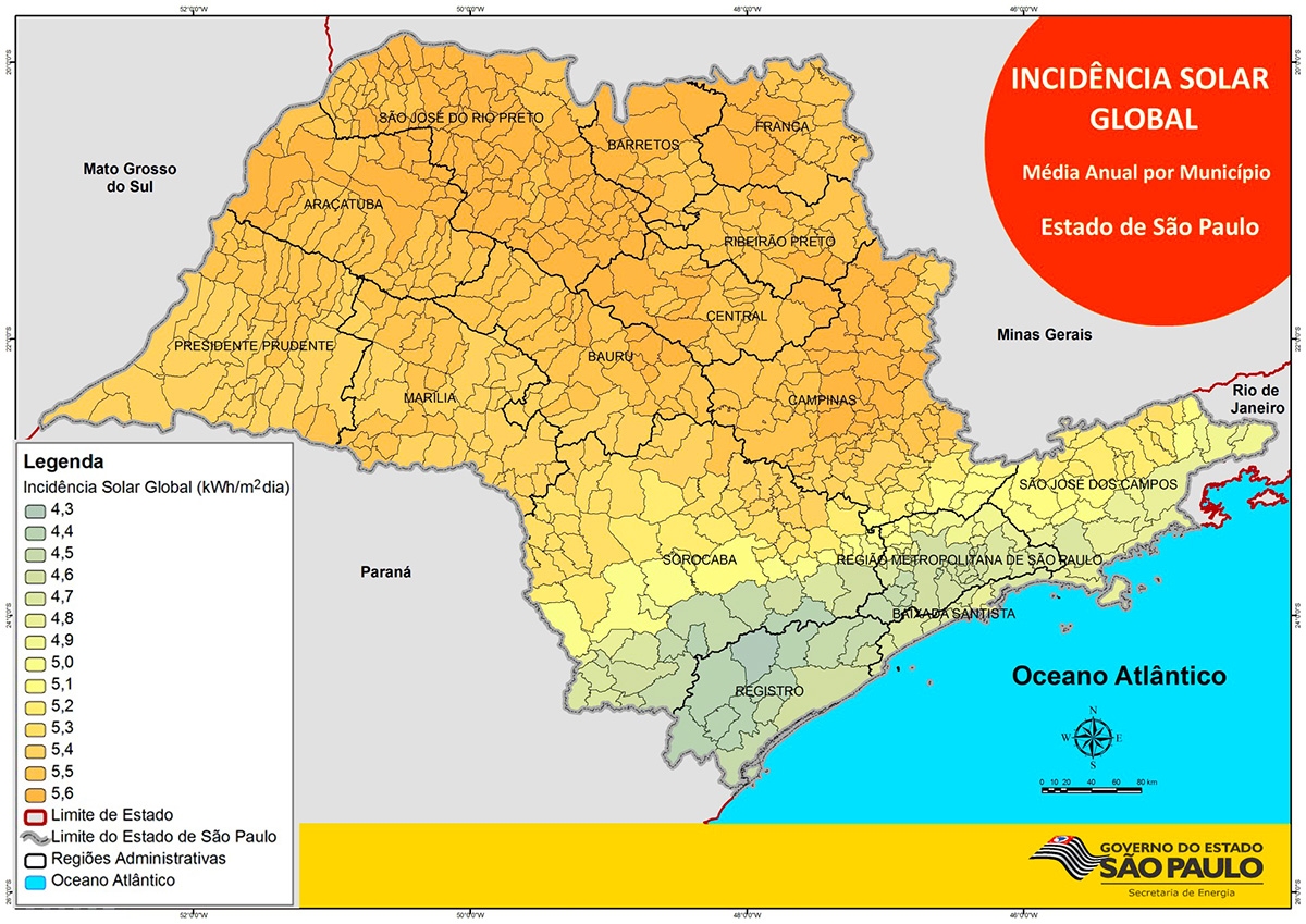 Atlas de Energia Solar no Estado de São Paulo
